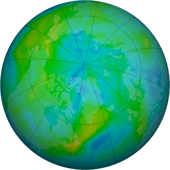 Arctic ozone map for 09 October 2001